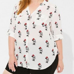 Minnie Mouse Disney Torrid Shirt 3XL Button up Disney Shirt